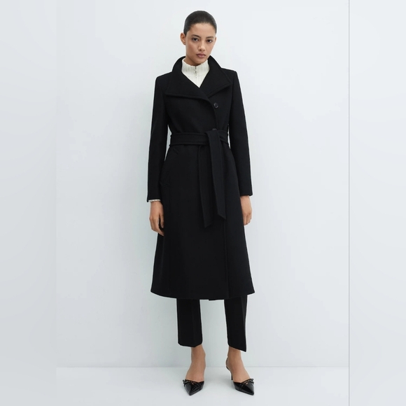 Mango Jackets & Blazers - NWOT Mango [M] Belted Manteco wool coat